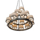 Meyda Lighting Cilindro 50" 18-Light Satin Clear Aloni Chandelier With Beige Natural Textrene Shade