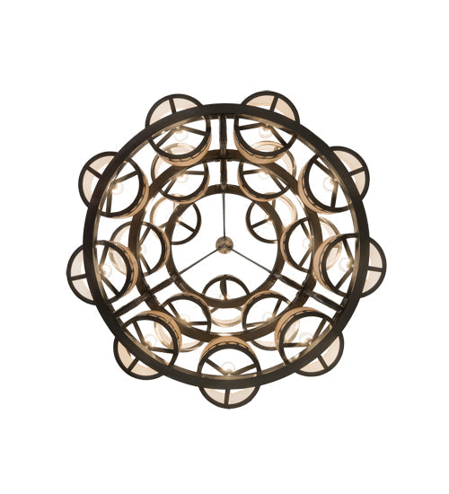 Meyda Lighting Cilindro 50" 18-Light Satin Clear Aloni Chandelier With Beige Natural Textrene Shade