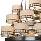 Meyda Lighting Cilindro 50" 18-Light Satin Clear Aloni Chandelier With Beige Natural Textrene Shade