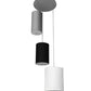 Meyda Lighting Cilindro 52" 18-Light Nickel Grand Textrene Cluster Pendant Light With Gray, Black & White Textrene Shade