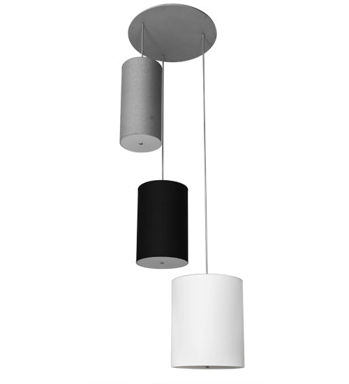 Meyda Lighting Cilindro 52" 18-Light Nickel Grand Textrene Cluster Pendant Light With Gray, Black & White Textrene Shade