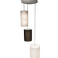 Meyda Lighting Cilindro 52" 18-Light Nickel Grand Textrene Cluster Pendant Light With Gray, Black & White Textrene Shade