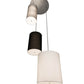 Meyda Lighting Cilindro 52" 18-Light Nickel Grand Textrene Cluster Pendant Light With Gray, Black & White Textrene Shade
