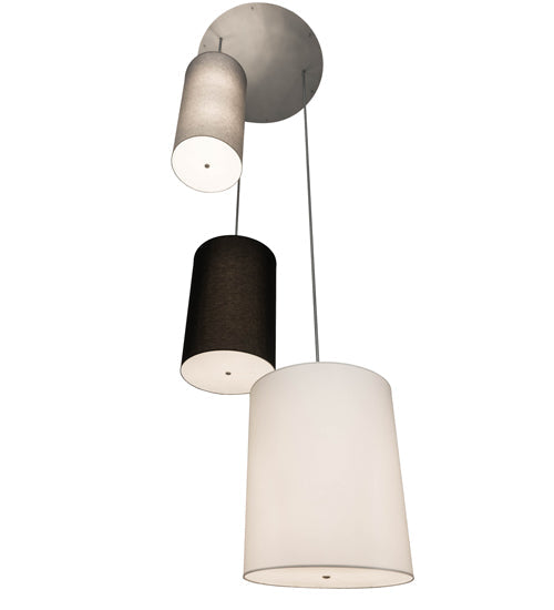 Meyda Lighting Cilindro 52" 18-Light Nickel Grand Textrene Cluster Pendant Light With Gray, Black & White Textrene Shade