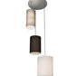 Meyda Lighting Cilindro 52" 18-Light Nickel Grand Textrene Cluster Pendant Light With Gray, Black & White Textrene Shade