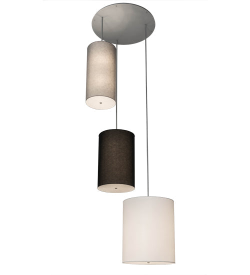 Meyda Lighting Cilindro 52" 18-Light Nickel Grand Textrene Cluster Pendant Light With Gray, Black & White Textrene Shade