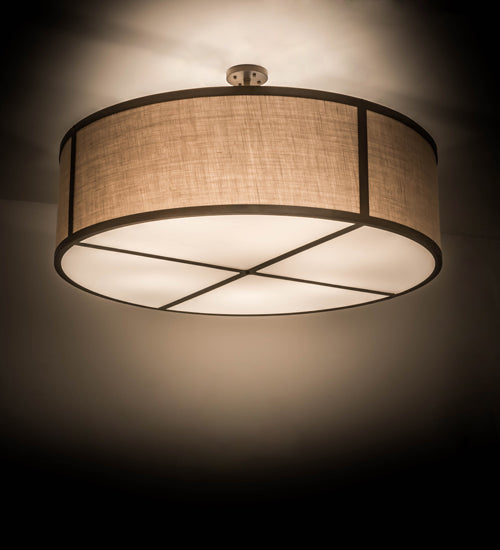 Meyda Lighting Cilindro 54" 6-Light Antique Copper Pendant Light With Oyster Textrene Shade