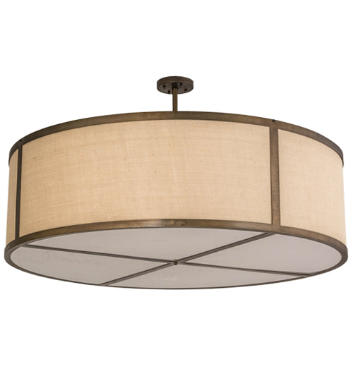 Meyda Lighting Cilindro 54" 6-Light Antique Copper Pendant Light With Oyster Textrene Shade