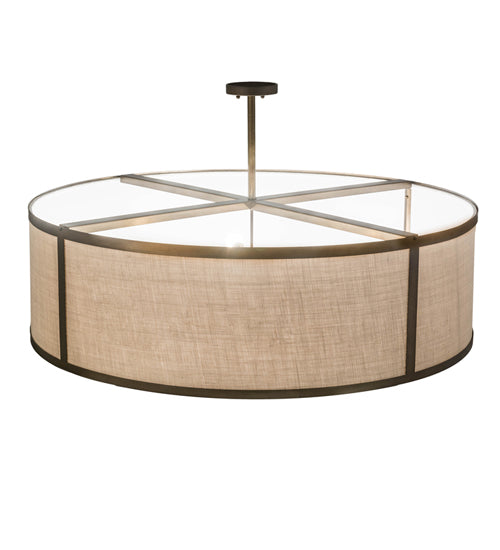 Meyda Lighting Cilindro 54" 6-Light Antique Copper Pendant Light With Oyster Textrene Shade
