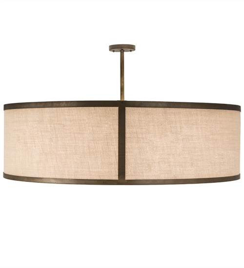 Meyda Lighting Cilindro 54" 6-Light Antique Copper Pendant Light With Oyster Textrene Shade
