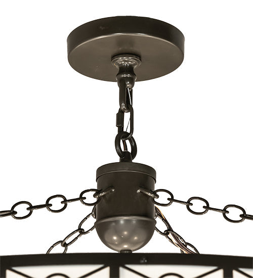 Meyda Lighting Cilindro 54" 8-Light Timeless Bronze Circle X Pendant Light With Eggshell Textrene & Statuario Idalight Shade