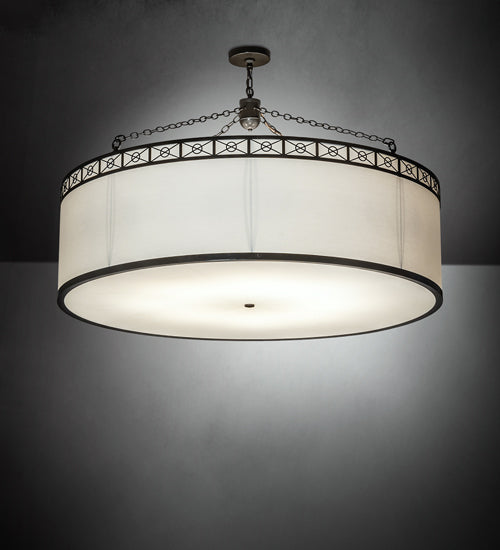 Meyda Lighting Cilindro 54" 8-Light Timeless Bronze Circle X Pendant Light With Eggshell Textrene & Statuario Idalight Shade