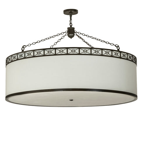 Meyda Lighting Cilindro 54" 8-Light Timeless Bronze Circle X Pendant Light With Eggshell Textrene & Statuario Idalight Shade