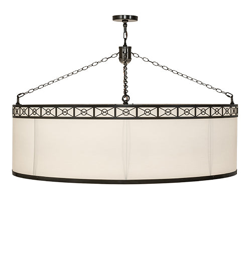 Meyda Lighting Cilindro 54" 8-Light Timeless Bronze Circle X Pendant Light With Eggshell Textrene & Statuario Idalight Shade
