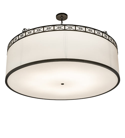 Meyda Lighting Cilindro 54" 8-Light Timeless Bronze Circle X Pendant Light With Eggshell Textrene & Statuario Idalight Shade