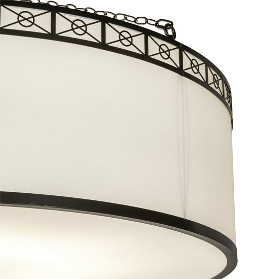 Meyda Lighting Cilindro 54" 8-Light Timeless Bronze Circle X Pendant Light With Eggshell Textrene & Statuario Idalight Shade