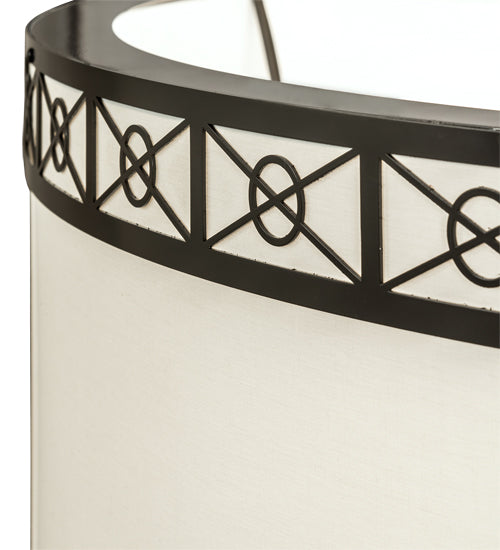 Meyda Lighting Cilindro 54" 8-Light Timeless Bronze Circle X Pendant Light With Eggshell Textrene & Statuario Idalight Shade