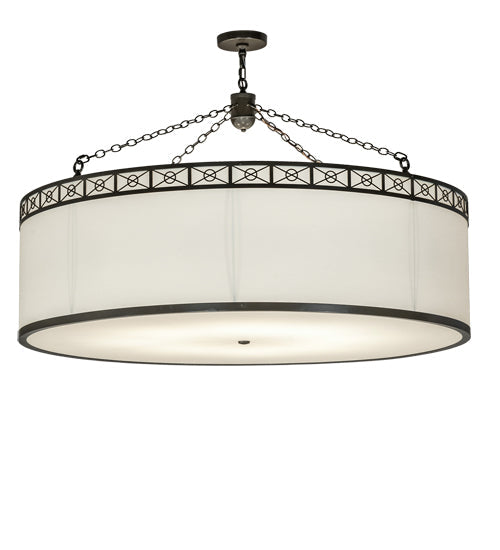 Meyda Lighting Cilindro 54" 8-Light Timeless Bronze Circle X Pendant Light With Eggshell Textrene & Statuario Idalight Shade
