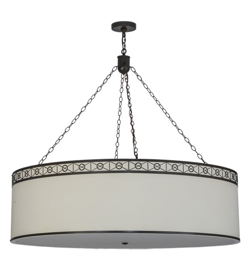Meyda Lighting Cilindro 54" 8-Light Timeless Bronze Circle X Pendant Light With Natural Textrene And Statuario Idalight Shade