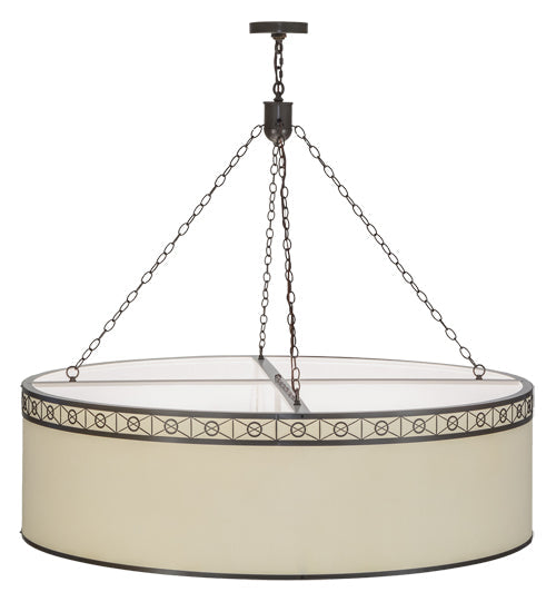Meyda Lighting Cilindro 54" 8-Light Timeless Bronze Circle X Pendant Light With Natural Textrene And Statuario Idalight Shade