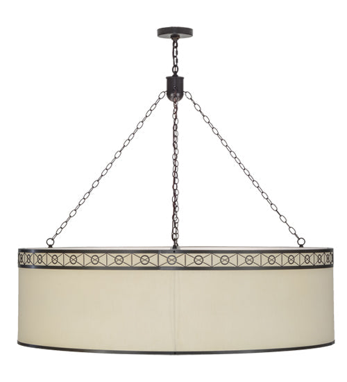 Meyda Lighting Cilindro 54" 8-Light Timeless Bronze Circle X Pendant Light With Natural Textrene And Statuario Idalight Shade