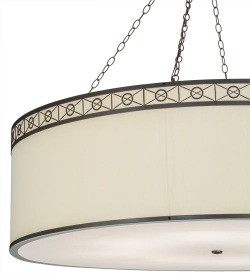 Meyda Lighting Cilindro 54" 8-Light Timeless Bronze Circle X Pendant Light With Natural Textrene And Statuario Idalight Shade