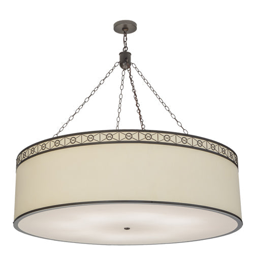 Meyda Lighting Cilindro 54" 8-Light Timeless Bronze Circle X Pendant Light With Natural Textrene And Statuario Idalight Shade