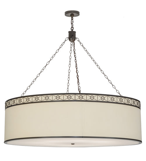 Meyda Lighting Cilindro 54" 8-Light Timeless Bronze Circle X Pendant Light With Natural Textrene And Statuario Idalight Shade