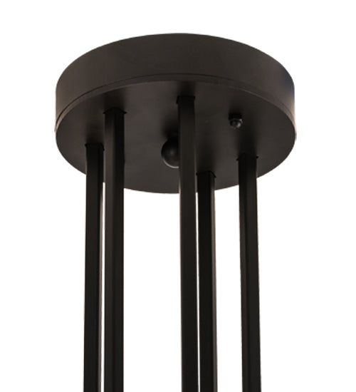 Meyda Lighting Cilindro 58" 5-Light Solar Black Island Pendant Light With White Textrene & Statuario Idalight Shade