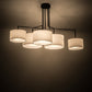 Meyda Lighting Cilindro 58" 5-Light Solar Black Island Pendant Light With White Textrene & Statuario Idalight Shade