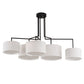 Meyda Lighting Cilindro 58" 5-Light Solar Black Island Pendant Light With White Textrene & Statuario Idalight Shade