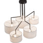 Meyda Lighting Cilindro 58" 5-Light Solar Black Island Pendant Light With White Textrene & Statuario Idalight Shade