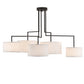 Meyda Lighting Cilindro 58" 5-Light Solar Black Island Pendant Light With White Textrene & Statuario Idalight Shade