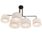 Meyda Lighting Cilindro 58" 5-Light Solar Black Island Pendant Light With White Textrene & Statuario Idalight Shade