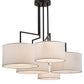 Meyda Lighting Cilindro 58" 5-Light Solar Black Island Pendant Light With White Textrene & Statuario Idalight Shade