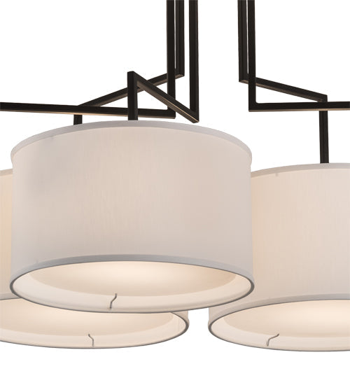 Meyda Lighting Cilindro 58" 5-Light Solar Black Island Pendant Light With White Textrene & Statuario Idalight Shade
