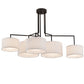 Meyda Lighting Cilindro 58" 5-Light Solar Black Island Pendant Light With White Textrene & Statuario Idalight Shade