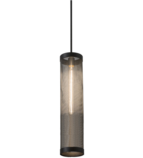 Meyda Lighting Cilindro 5"W x 69"H Old Wrought Iron Cage Mini Pendant Light