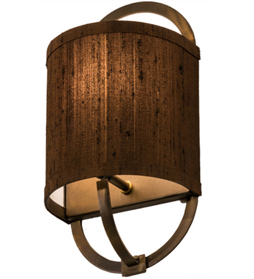 Meyda Lighting Cilindro 6" Antique Copper Alta Wall Sconce With Cocoa Textrene Shade