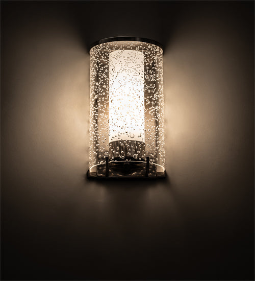Meyda Lighting Cilindro 6" Chrome Lange Wall Sconce With Rainstone And Statuario Idalight Shade