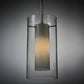 Meyda Lighting Cilindro 6" Chrome Mini Pendant Light With Clear and White Shade Glass