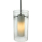 Meyda Lighting Cilindro 6" Chrome Mini Pendant Light With Clear and White Shade Glass