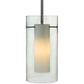 Meyda Lighting Cilindro 6" Chrome Mini Pendant Light With Clear and White Shade Glass