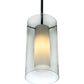 Meyda Lighting Cilindro 6" Chrome Mini Pendant Light With Clear and White Shade Glass