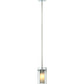 Meyda Lighting Cilindro 6" Chrome Mini Pendant Light With Clear and White Shade Glass