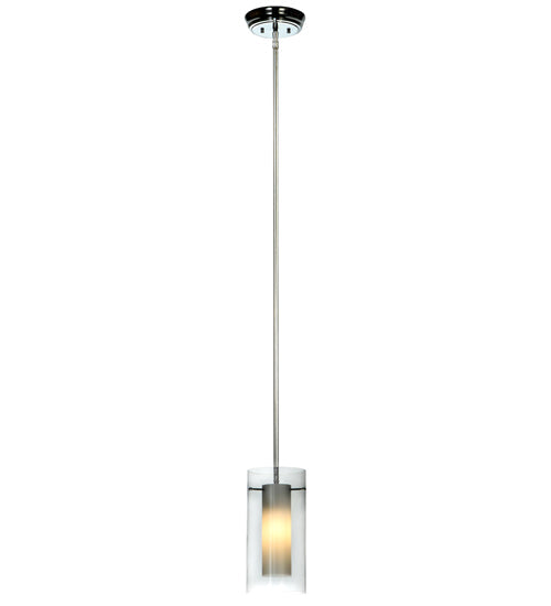 Meyda Lighting Cilindro 6" Chrome Mini Pendant Light With Clear and White Shade Glass