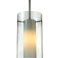 Meyda Lighting Cilindro 6" Chrome Mini Pendant Light With Clear and White Shade Glass
