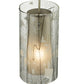 Meyda Lighting Cilindro 6" Nickel Branches Mini Pendant Light With Clear and White Fractures Shade Glass