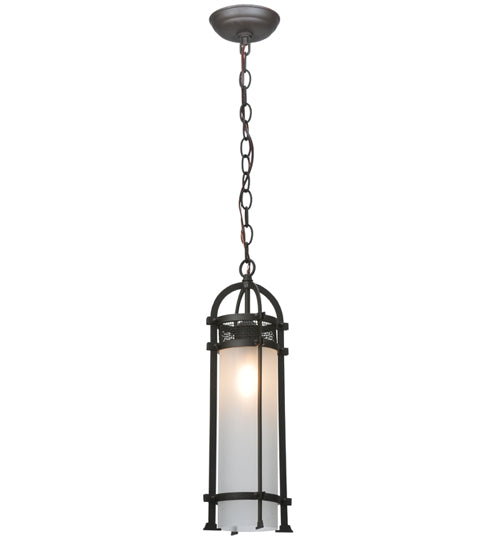 Meyda Lighting Cilindro 6" Oil Rubbed Bronze Mini Pendant Light With Whitestone Idalight Shade Glass