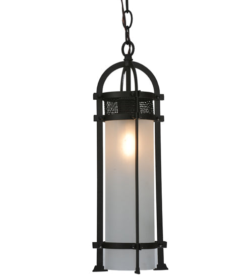 Meyda Lighting Cilindro 6" Oil Rubbed Bronze Mini Pendant Light With Whitestone Idalight Shade Glass